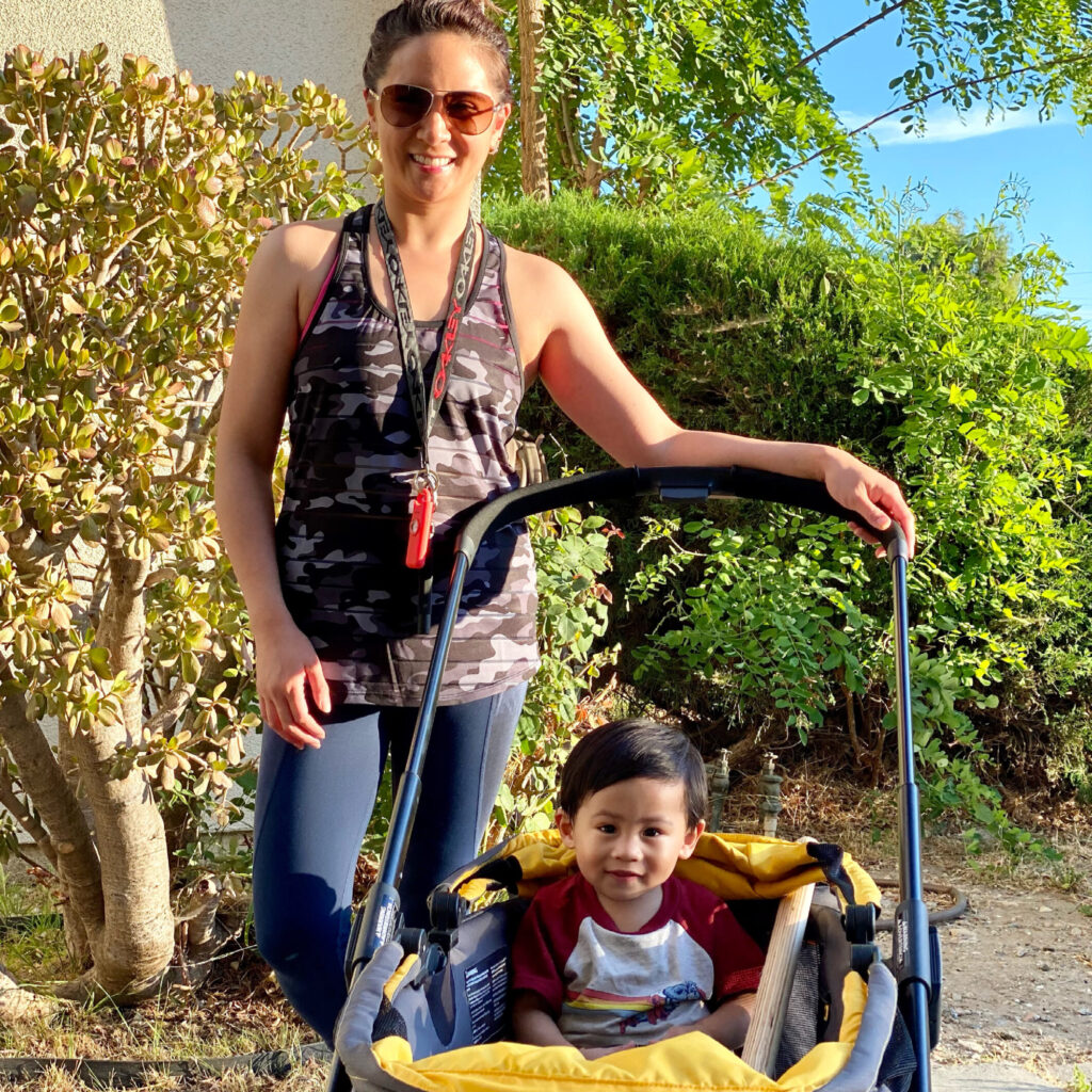 Clarice with Jonathan stroller. Hotspot image for autumnlife reflective parenting