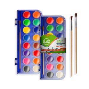 2 Packs of 16 Vivid Colors Washable Watercolor Paint Set