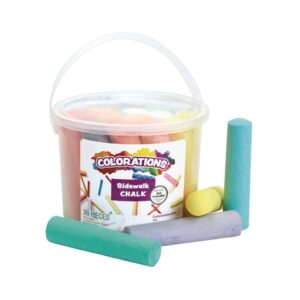 Colorations Washable Sidewalk Chalk in Storage Bucket, 20 Pieces, 8 Assorted Colors