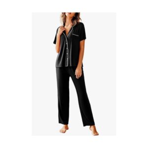 Women Pajamas Set Notch Collar