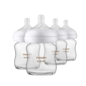 Philips AVENT Glass Natural Baby Bottle with Natural Response Nipple, Clear, 4oz, 4pk