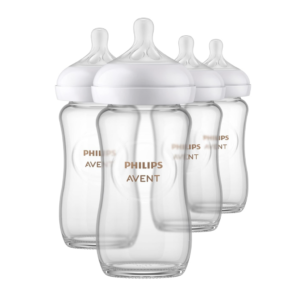 Philips AVENT Glass Natural Baby Bottle with Natural Response Nipple, Clear, 8oz, 4pk