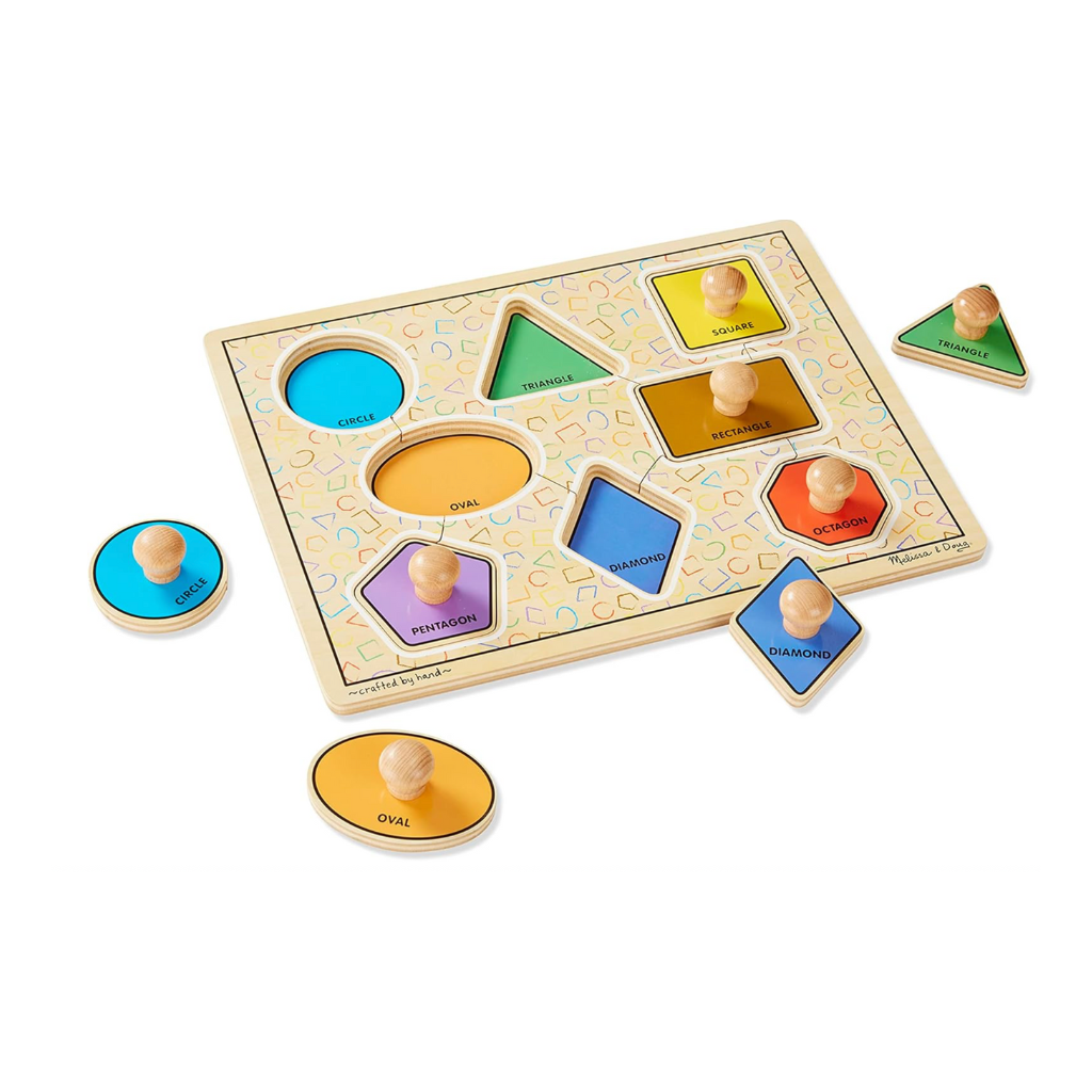 Melissa & Doug Deluxe Jumbo Knob Wooden Puzzle - Geometric Shapes (8 pcs)